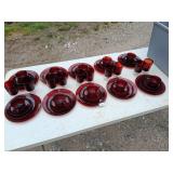 Ruby Red 'Glcoloc' Glass Dishes Made in France