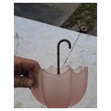 Vintage Pink Satin Glass Umbrella Candy Dish