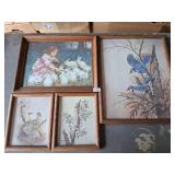 4 framed vintage animal prints