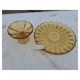 2 pieces amber glasswear