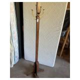 Wood and brass coat / hat rack