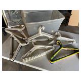 Plastic tote with plastic hangers