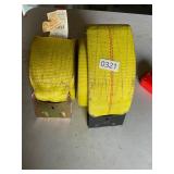 Two yellow binder straps