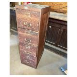 Vintage wooden four drawer file cabinet