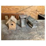 3 wooden bird houses/feeders