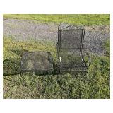 Wrought iron rocker chair and side table