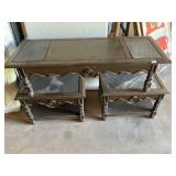 Wood and slate coffee table and end table