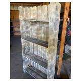 4 tier white washed wood shelf