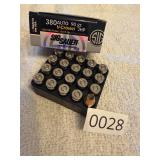 20 rounds Sig Sauer .380 JHP 90 gr