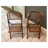 2- wood wicker style chairs