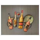 Metal wine bottle wall hanger