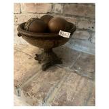 Ornate bowl with 3 deco balls