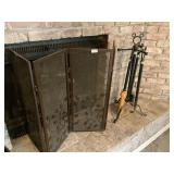 Fireplace screen and fireplace tools