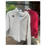 2- womenï¿½s pullover sweaters red and cream