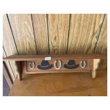 Wood cowboy hat and horseshoe shelf