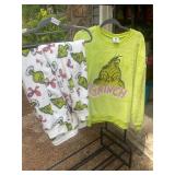 Grinch fuzzy pajamas L pants XL top