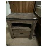 Gray wooden night stand with usb chargers