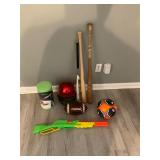 Sports Lot- balls, bats, helmet