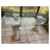 Glass top and pedestal base table