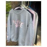 6- Nurse shirts, sweatshirts. Sizing in pics