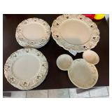 Disney cake plate, platters and dish white/ gold