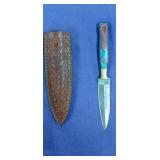 NEW Damascus Steel 4" Blade knife with Sheath.