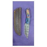 NEW Damascus Steel 4" Blade knife with Sheath.