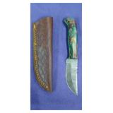 NEW Damascus Steel 3.75" Blade knife with Sheath.