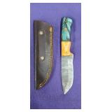 NEW Damascus Steel 4" Blade knife with Sheath.