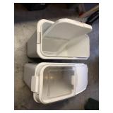 (2) Plastic Rubbermaid Rolling Bins