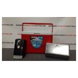 Coleman ice chest, soap & towel dispenser Coleman ice chest, soap & towel dispenser