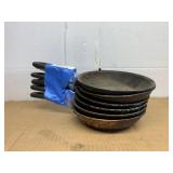 (2) Sets Of 3 Small Commercial Frying Pans