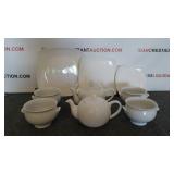 Great White Tea Pot & Dinnerware Great White Tea Pot & Dinnerware