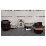 Cast Iron Serving Dishes, Scale, Lids Cast Iron Serving Dishes, Scale, Lids