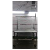 3 shelf wheel cart with stainless steel table