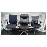 3 Black Office Chairs