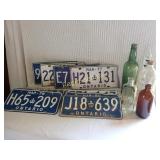 Vintage License Plates and Bottles