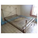 Antique Metal Frame Bed with Brass Knobs