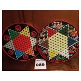 Two Old Tin Chinese Checker Boards