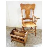 Oak Chair & Magazine Rack