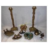 Nine Pieces of Vintage Brass Plus