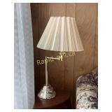 Brass Table Lamp with Ivory Coloured Shade