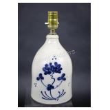 Stoneware Salt Glaze Pottery Lamp with Cobalt Blue
