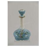 Milk Glass Embossed Hand Painted Floral Decanter