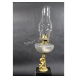 Kerosene Lamp with Brass Cherub & Frosted Glass