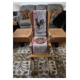 Antique Adjustable Wood High Chair with Cane Seat