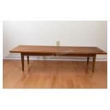 LONG Sleek Teak Coffee Table with Tapered Legs