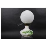 Embossed Double Globe Milk Glass Painted Lamp
