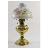 Kerosene Double Globe Brass & Blue Glass Lamp