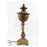 Electrified Kerosene Oil Lamp Brass Font & Column